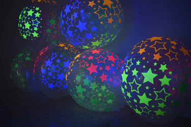 UV Blacklight Stars Print Balloons